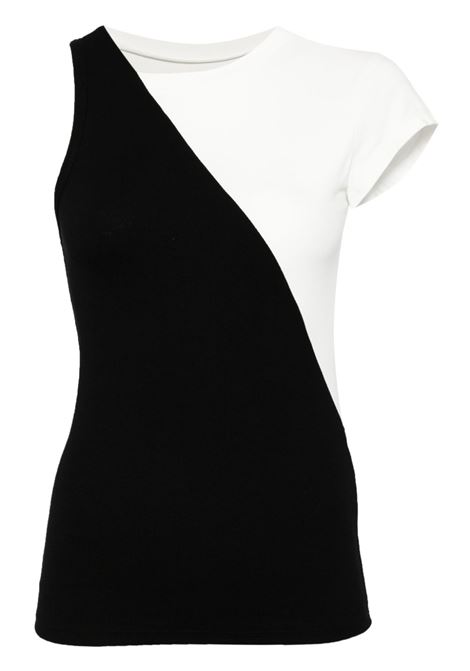 Top bicolore asimmetrico in nero e bianco - donna MM6 MAISON MARGIELA | S62NF0008MTJ005963